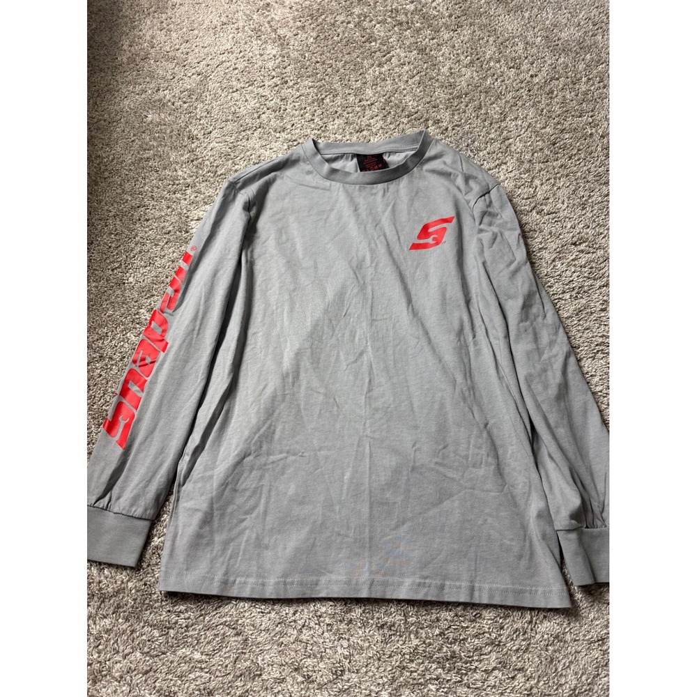 Snap-on Tools Mens Long Sleeve T-Shirt Gray Red Logo Graphics Size M